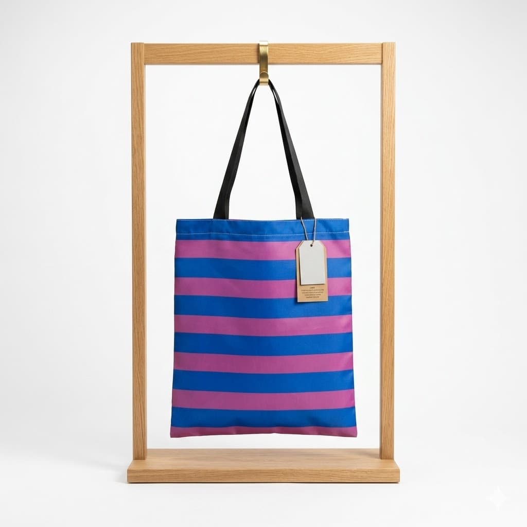  bag artesanal limón Dolce Vita rayas azul rosa Encantos. Trasera