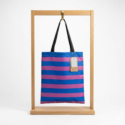  bag artesanal limón Dolce Vita rayas azul rosa Encantos. Trasera