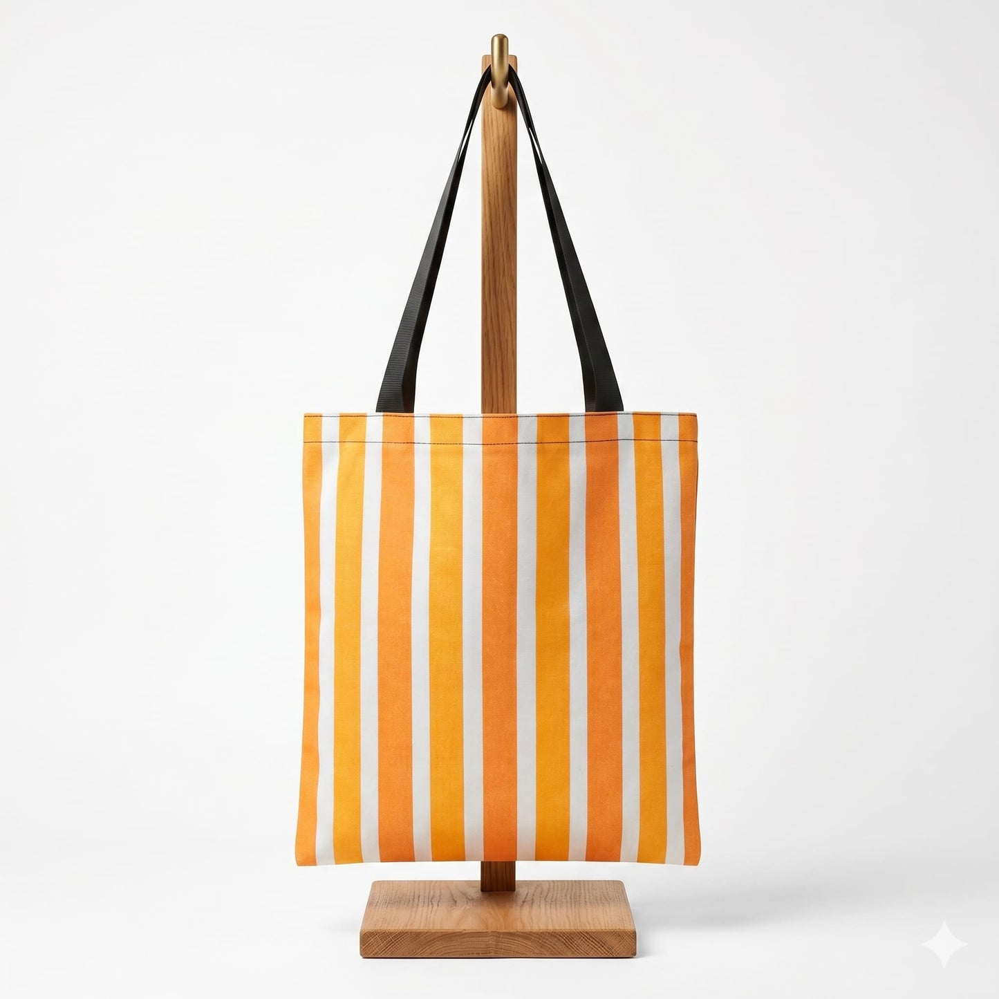Tote bag artesanal limones rayas amarillo naranja Encantos. Trasera