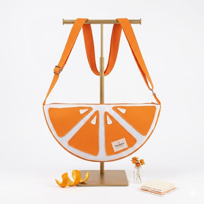 Bolso Media Luna Naranja Gajos Artesanal Encantos - imagen adicional detalle
