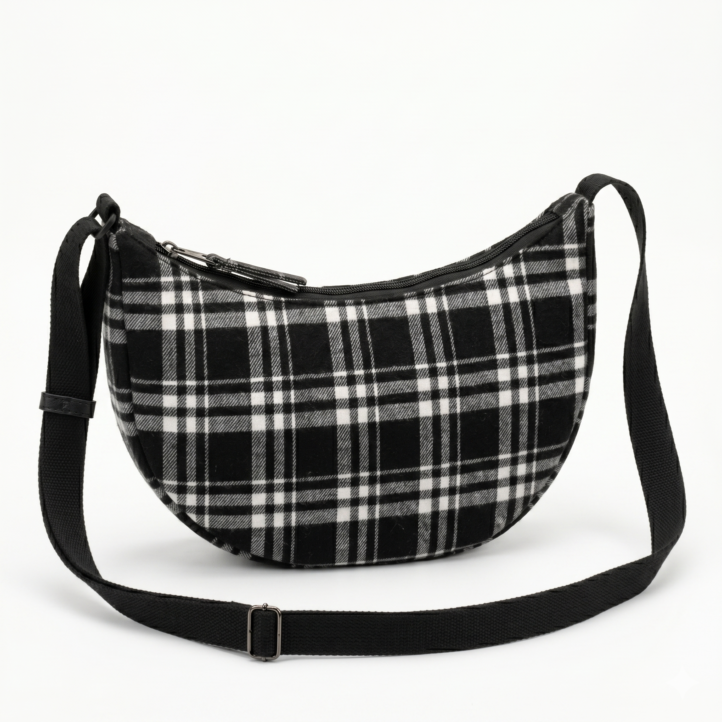 Bolso bandolera Luna Denim Tartan con tachuelas doradas — artesanal — Encantos