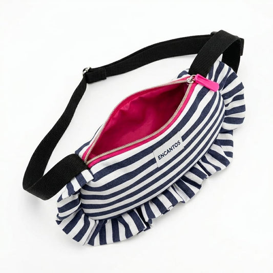 Bolso cruzado Luna marinero - interior forro rosa fucsia
