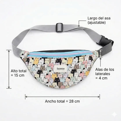 Riñonera Gatitos artesanal con estampado de gatitos kawaii hecha a mano