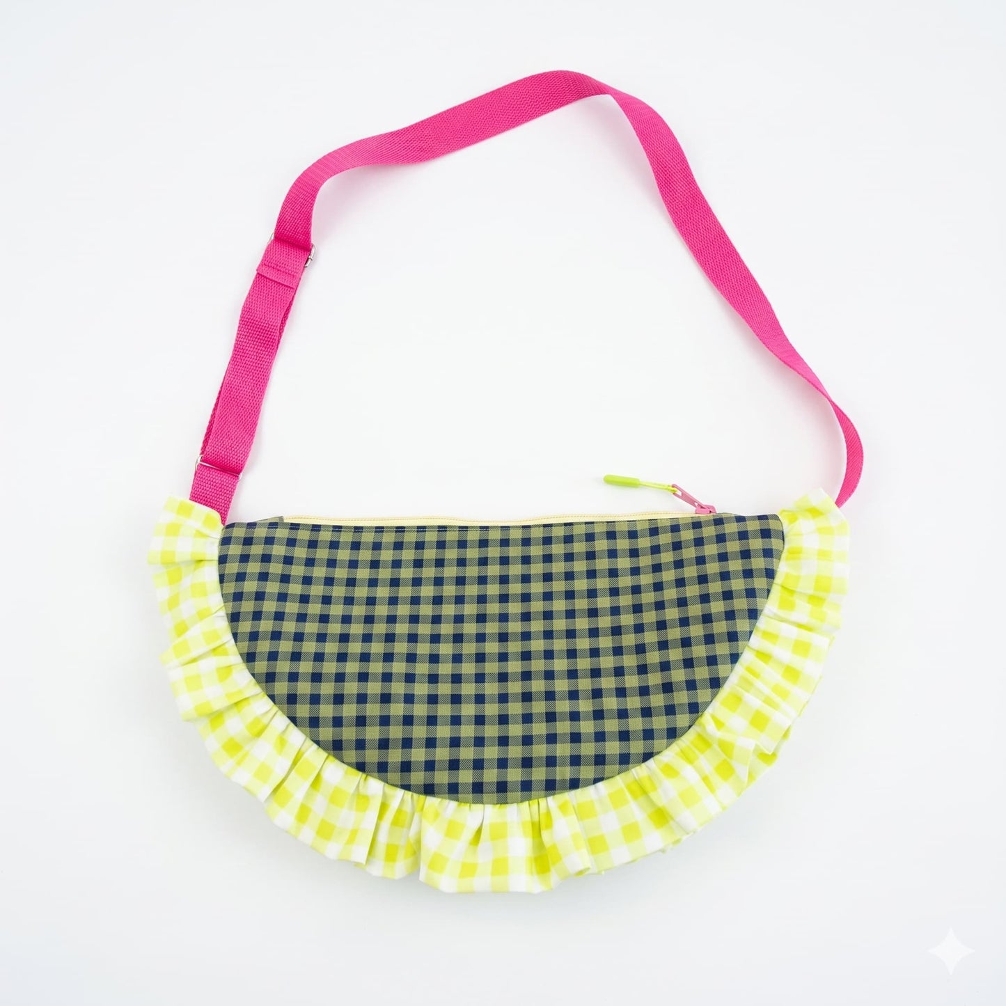 Bolso Media Luna Vichy Verde y Lima - trasera