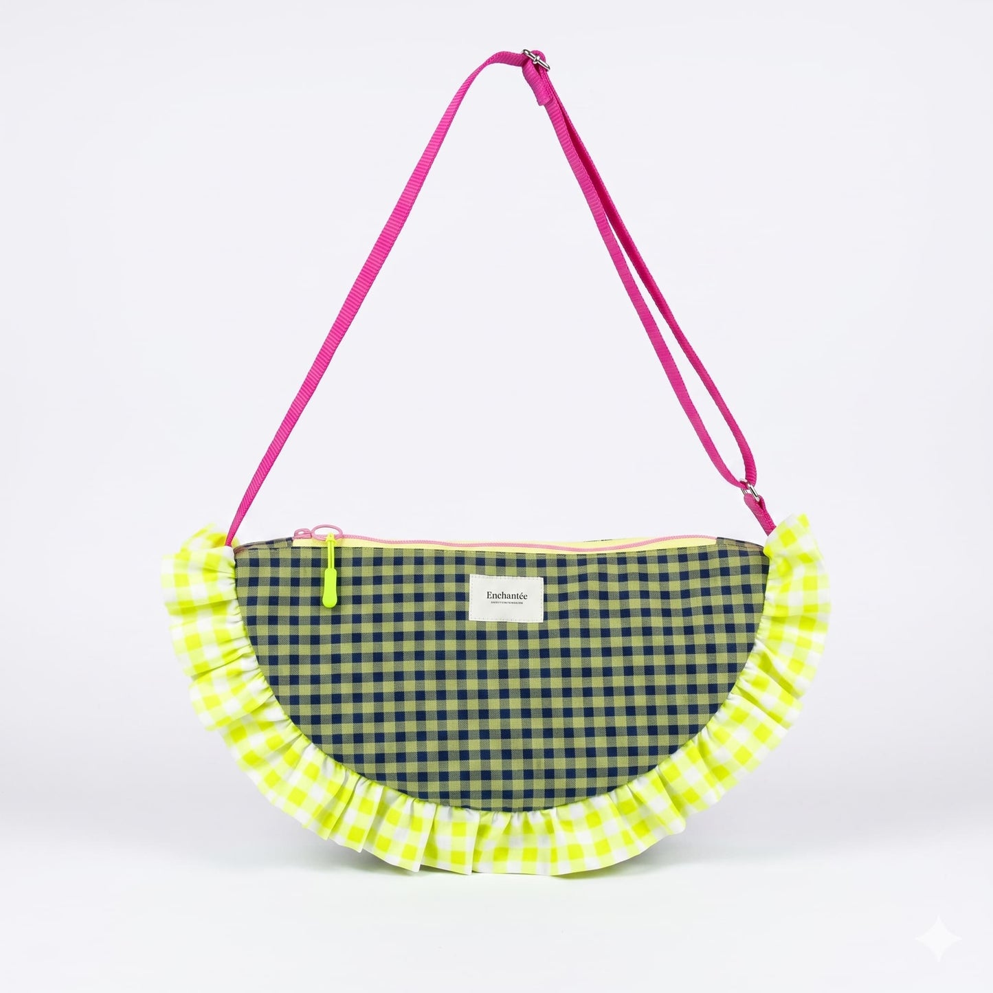 Bolso Media Luna Vichy Verde y Lima - frontal